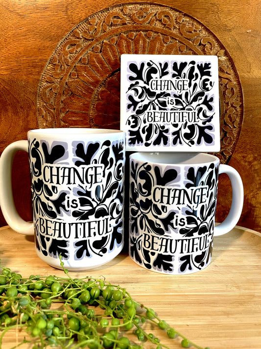Change is Beautiful - Midnight - Ceramic Coaster