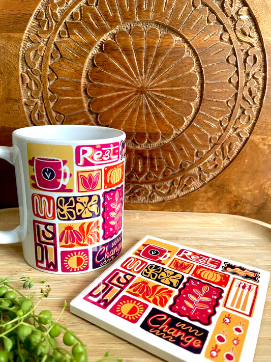 Fall Season Collage - Ceramic Coaster