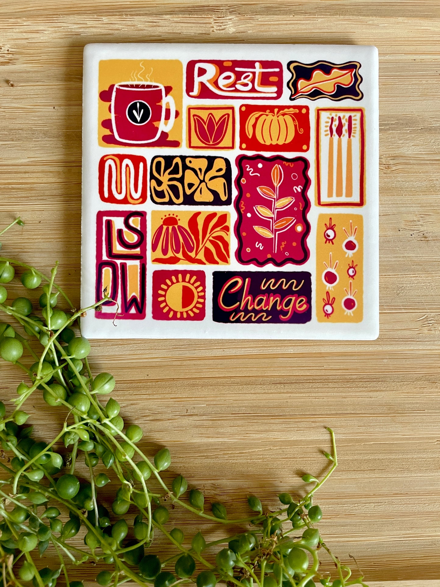Fall Season Collage - Ceramic Coaster