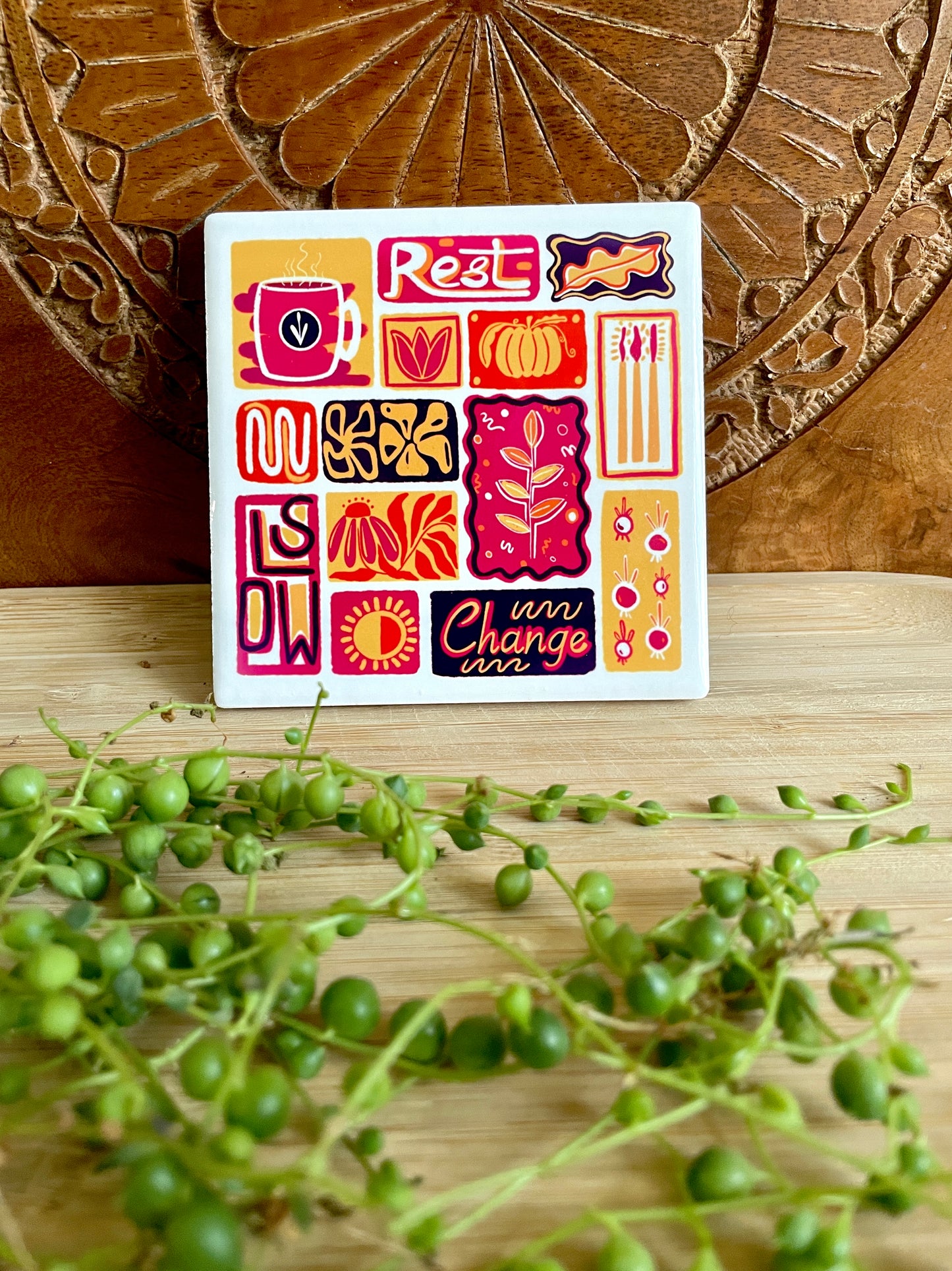 Fall Season Collage - Ceramic Coaster