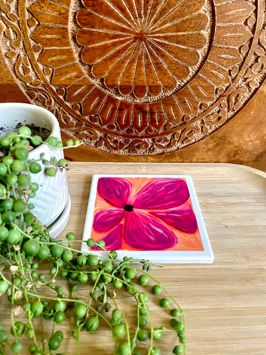 Pink Blossom - Ceramic Coaster