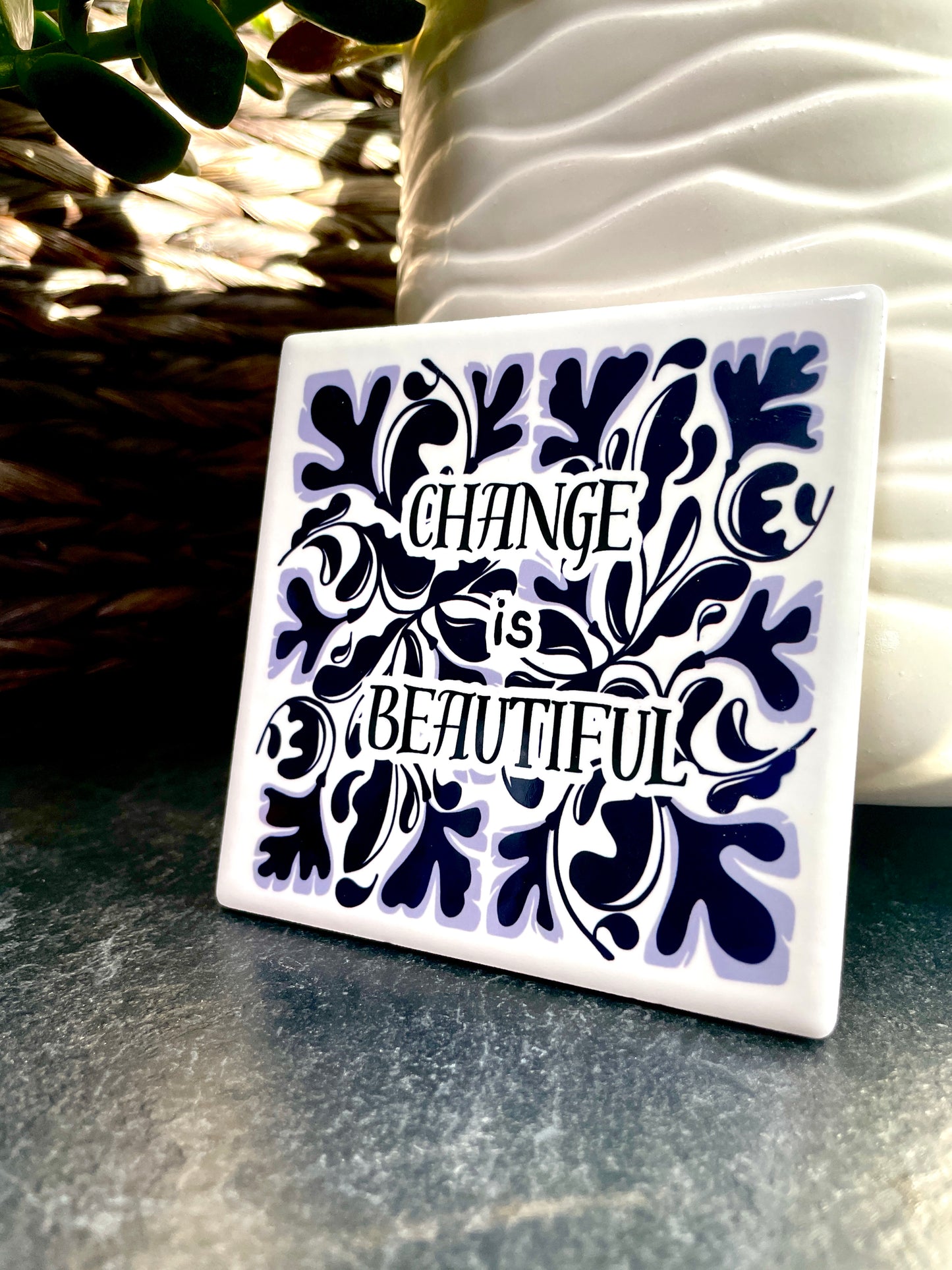 Change is Beautiful - Midnight - Ceramic Coaster